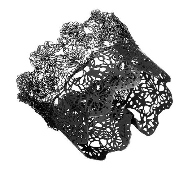 crochet black metal Lace Bracelet