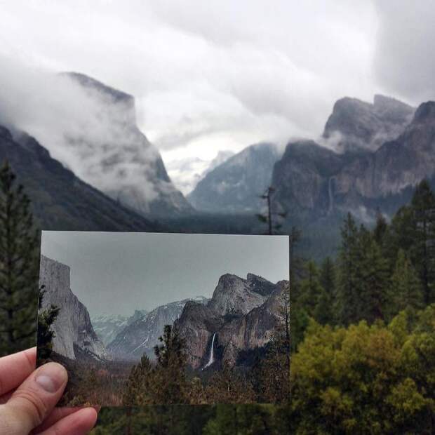 16. Йосемитский Национальный Парк. Tunnel View | апрель 1979 и май 2015 люди, места, фото