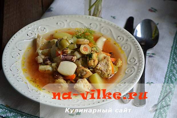 Суп с судаком и морепродуктами