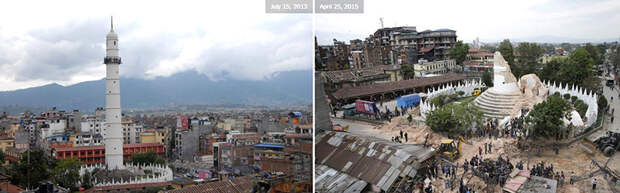 Башня Дхарахара, Катманду землетресение, непал, памятники, разрушение, тогда и сейчас