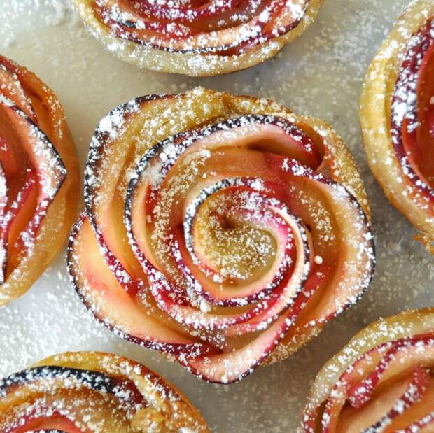 Красивый десерт: Яблочные розы десерт, розы, яблоки