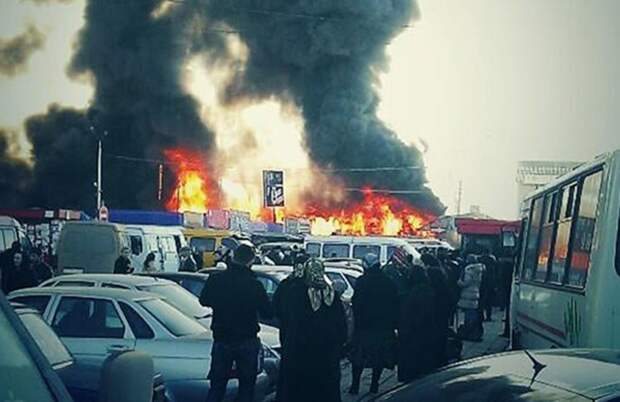 Пожар на рынке в Грозном при спецоперации