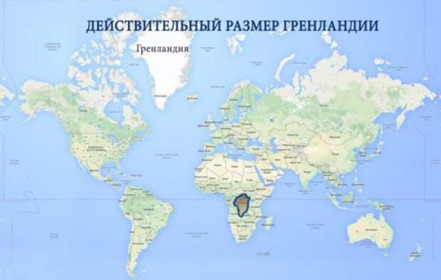 Искажённые размеры географических объектов на обычных картах (4 фото)
