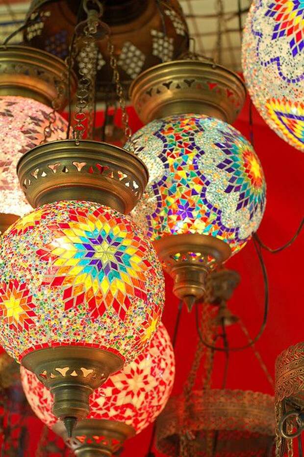 Colorful mosaic lamps