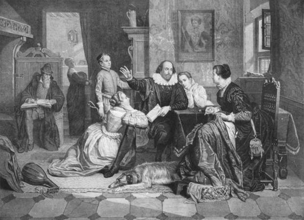 равюра XIX века, изображающая семейство Шекспира.jpg