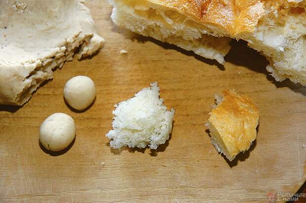 Хлебный мякиш и корочка — очень уловисты, эти приманки сделать просто.