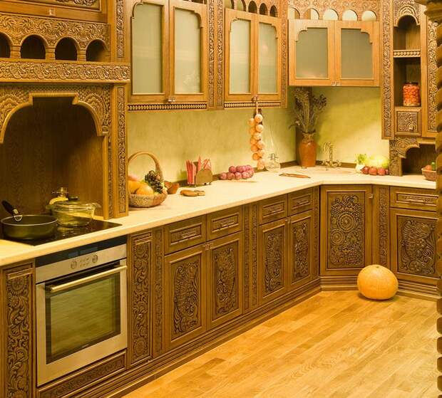 Фасады кухни в русском стиле - настоящее произведение искусства!