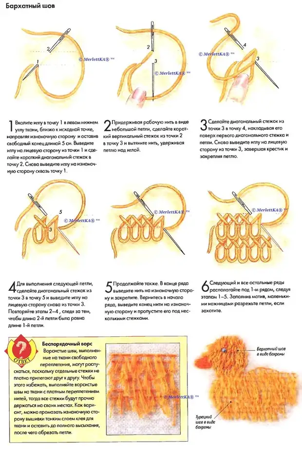 Шов бархатный схема