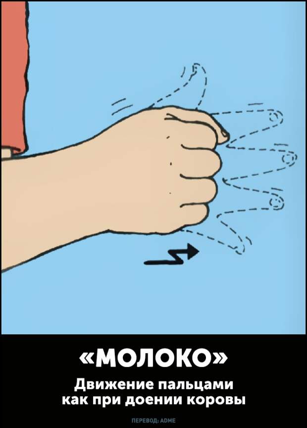 МОЛОКО движение пальцами как при доении коровы