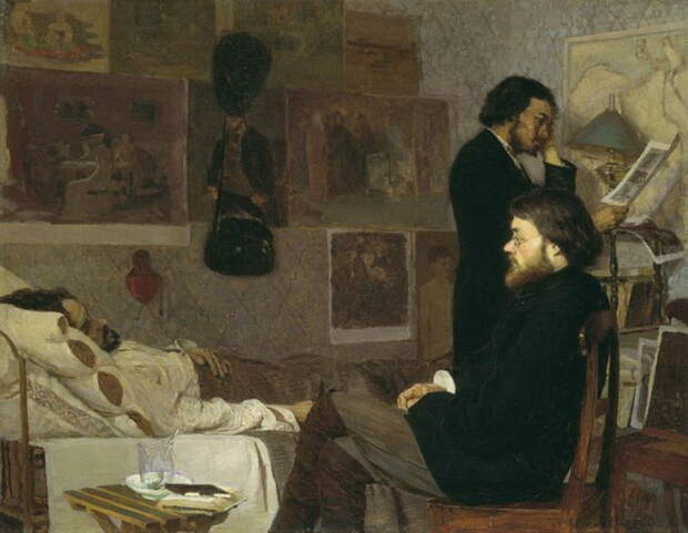 На картине К. Костанди «У больного товарища» 1884 года изображен и Дубовской, он сидит на стуле. Сюжет взят из жизни - при смерти находился художник Козьма Кудрявцев, которого пришли поддержать друзья. Вскоре после того, как картина была завершена, Кудрявцев умер На картине К. Костанди «У больного товарища» 1884 года изображен и Дубовской, он сидит на стуле. Сюжет взят из жизни - при смерти находился художник Козьма Кудрявцев, которого пришли поддержать друзья. Вскоре после того, как картина была завершена, Кудрявцев умер