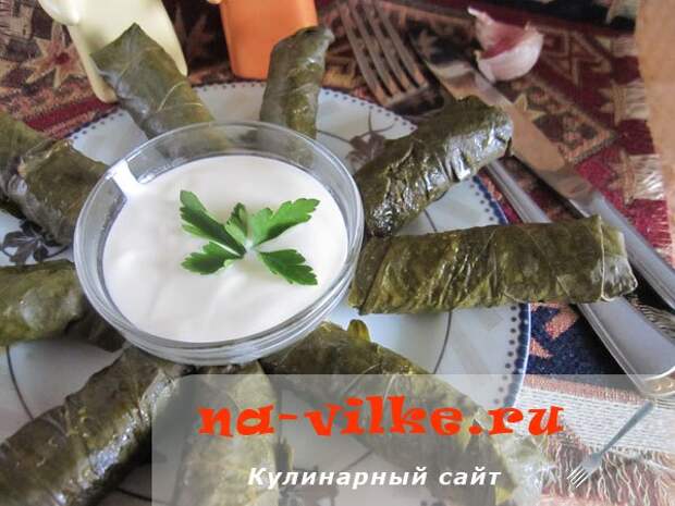 Долма в виноградных листьях с мясом