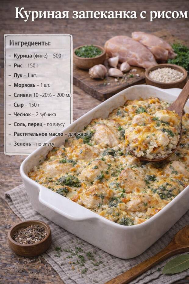 Кулинария>Куриная запеканка с рисом !