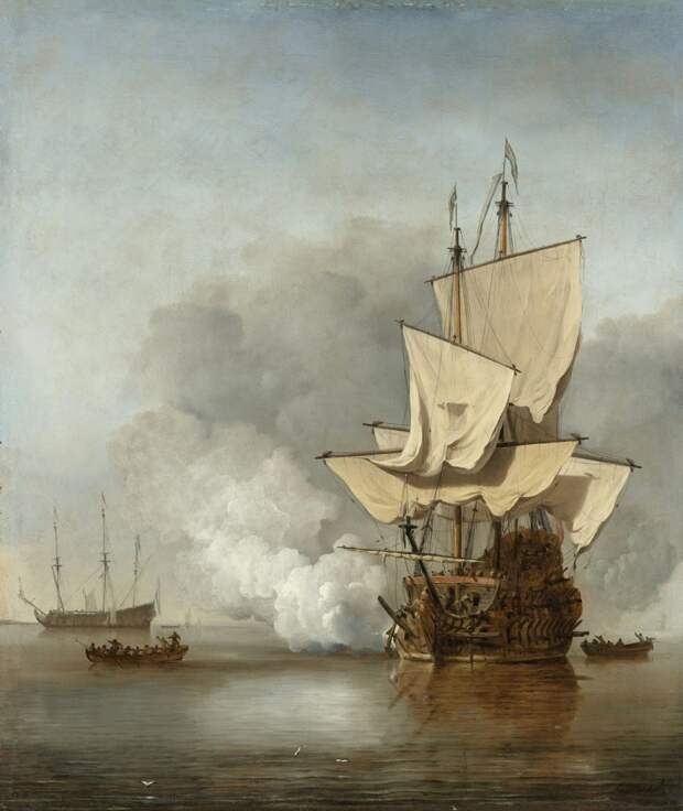 Корабли в живописи Виллем ван де Вельде младший.