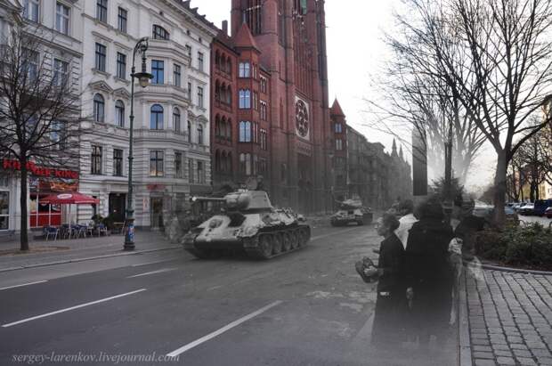 47. Берлин 1945-2010. Советские танки на ул. Мерингдамм - Mehringdamm. Связь времен, берлин, история, фото