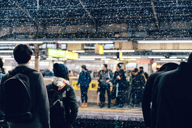 Snowy Shinjuku Sta, Tokyo