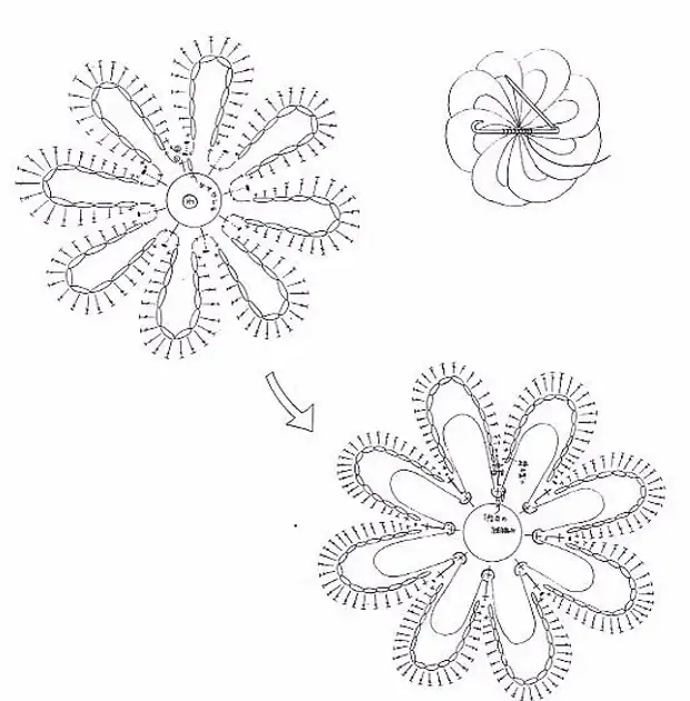 Схема для вязания крючком цветочек