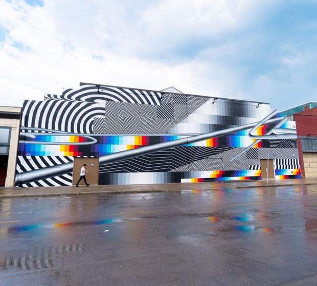 Волшебное зрелище: яркая цифровая фреска Felipe Pantone появилась на нью-йоркском концертном зале