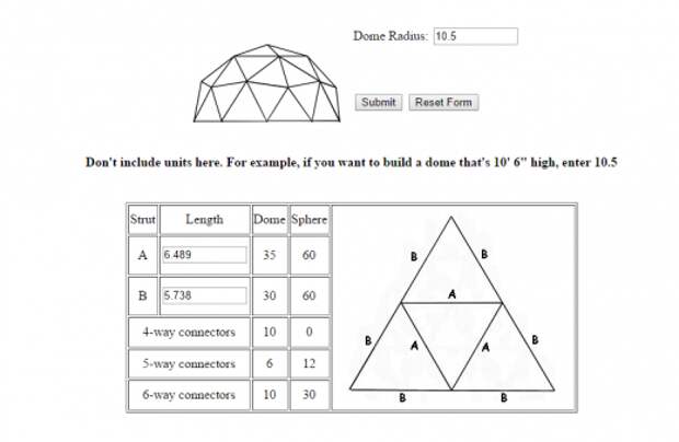 Расчёт на сайте desertdomes.com