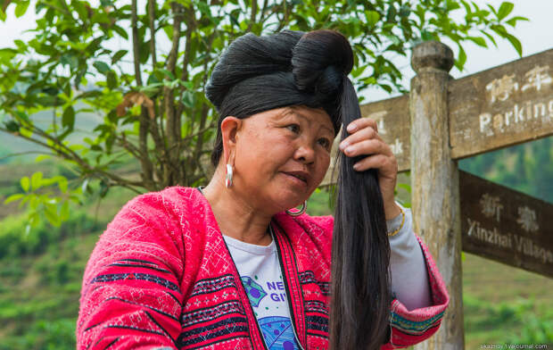 Длинноволосые женщины деревни Дажай Дажай, волосы, деревня