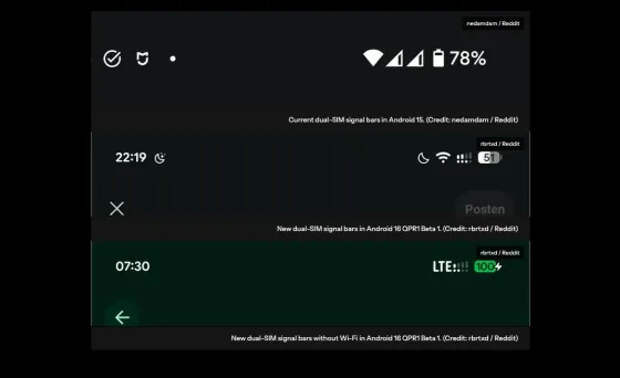 Android 16 изменил индикатор сигнала для двух SIM-карт по примеру Apple