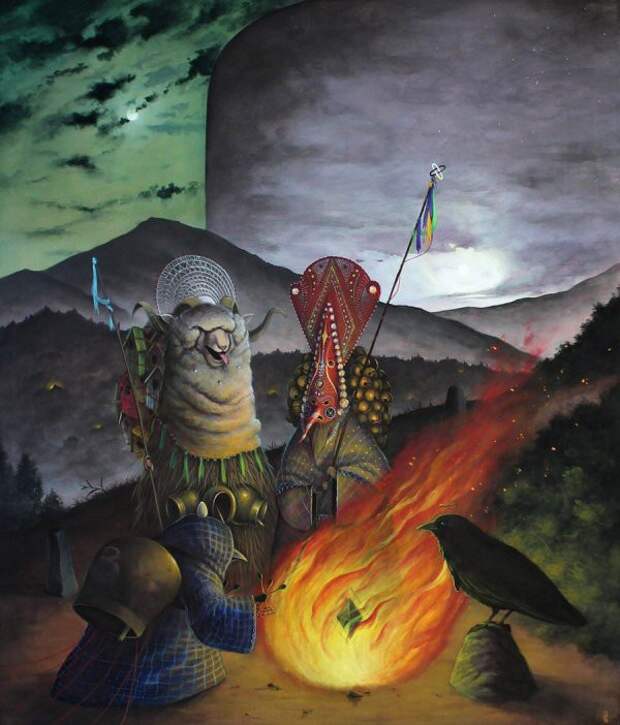 Невиданные чудо-звери из страшных сказок. Рисует El Gato Chimney живопись, искусство