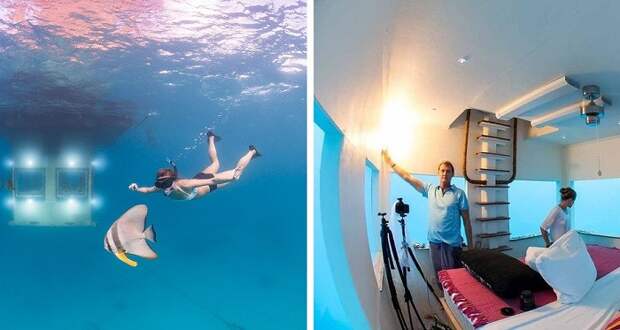 Manta Resort. Спальня расположена под водой.