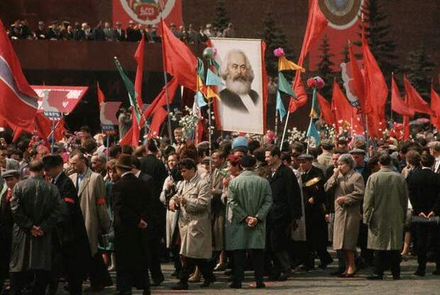 Workers March in Annual May Day Parade, Moscow