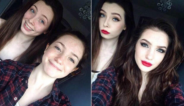 Эти 2 девочки тоже прибавили себе лет по 15 девушки, макияж, обман, прикол, юмор