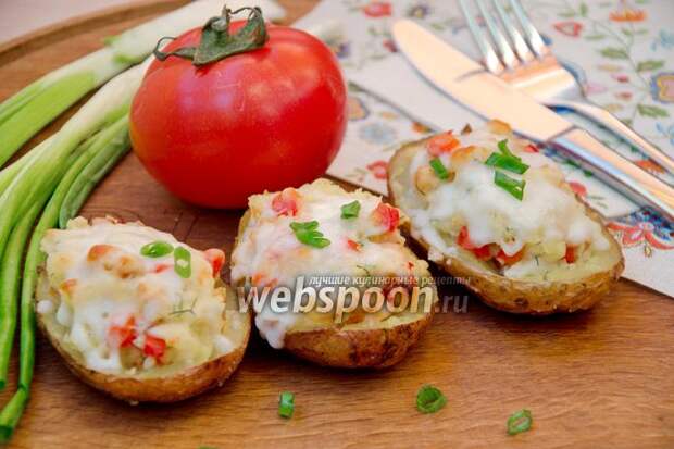 Фото Картофельные лодочки с копчёной курицей
