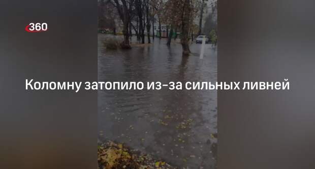 Территорию возле школы № 14 в Коломне после дождей затопило