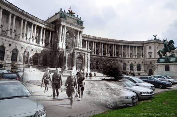 018.Вена 1945-2010 Советские солдаты у королевского дворца Хофбург.jpg 018.Вена 1945-2010 Советские солдаты у королевского дворца Хофбург.jpg