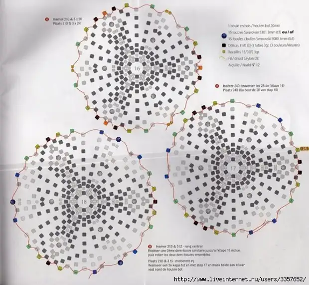 Оплетение бусины 12 мм бисером схема