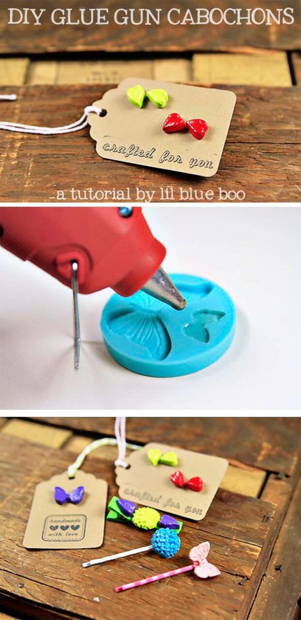 How to make glue gun cabochons using silicon molds via lilblueboo.com #diy #jewelry #gift #accessories: 