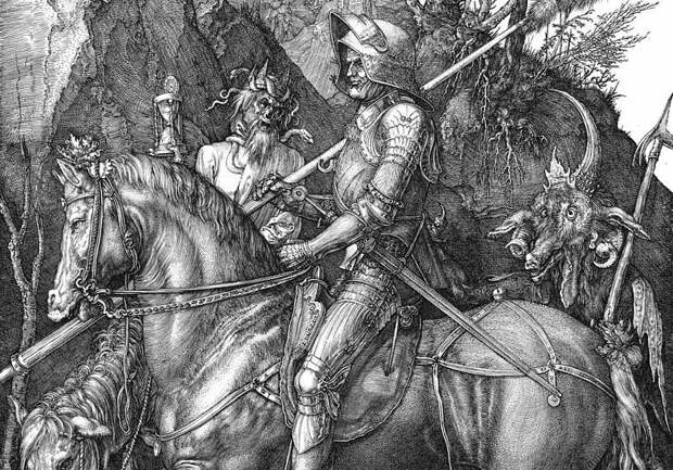 Рыцарь, смерть и дьявол. Худ. Альбрехт Дюрер, 1513 г.