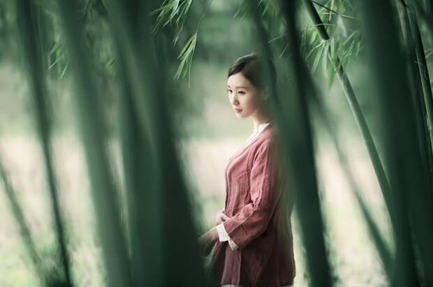 Девушка в бамбуковой роще. Фотограф Roger Ren.