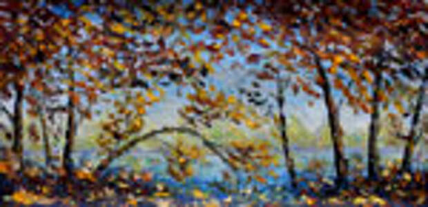 Картины пейзаж масло-живопись мастихином: "Волшебство осени"