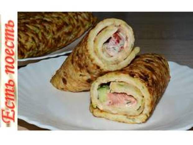 Фото к рецепту: Кабачковые рулетики с мясом и овощами. Фото к рецепту: Кабачковые рулетики с мясом и овощами.