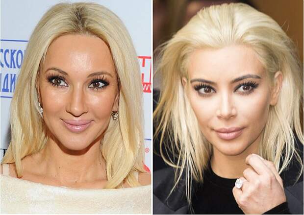 У Ким и Леры одинаковый макияж и черты лица.