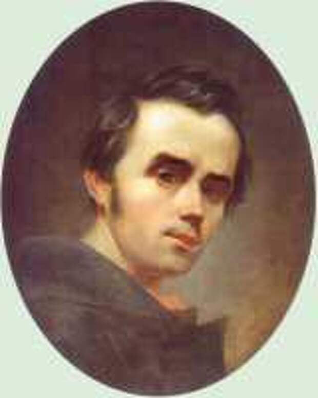 Т.Г. Шевченко. Автопортрет. [1840, январь - февраль. С.-Петербург). Холст, масло. 43: 35 (овал). Национальный музей Тараса Шевченко, № ж-104.