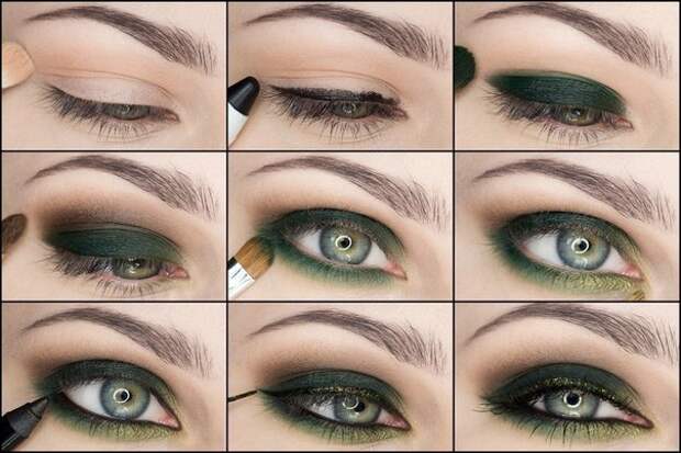 дымчатый макияж для зеленых глаз