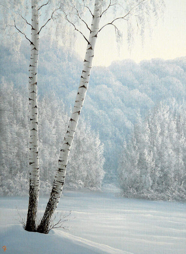 И падал снег, такой пушистый... Художник Сергей Алексеев