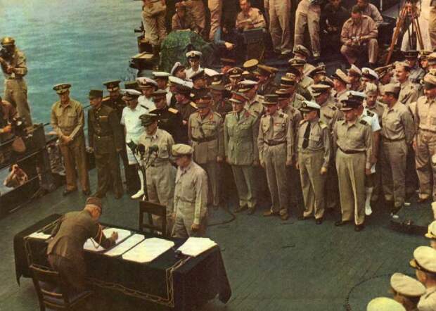 43. Церемония принятия капитуляции Японской Империи на борту линкора "Миссури". 2 сентября 1945-го года Вторая, война, мирова, фото