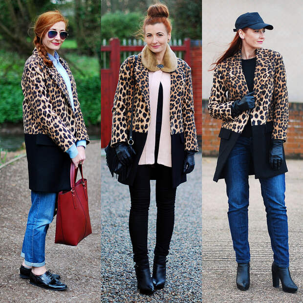 3 ways to wear a black and leopard print car coat | Not Dressed As Lamb