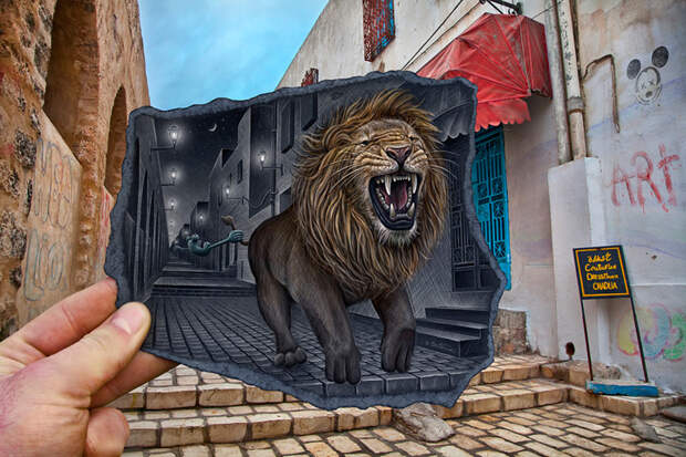 3D иллюзий «Карандаш против камеры» животные, прикол