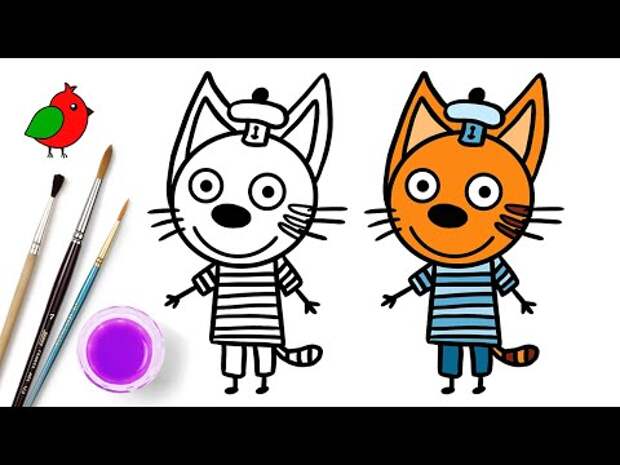Как нарисовать КОРЖИКА / мультик раскраска КОРЖИК для детей из ТРИ КОТА ...