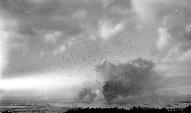 7. Вид на Перл-Харбор. Остров Оаху. Гавайские острова. США. 7 декабря 1941 года. интересное, исторические фото, история, фото