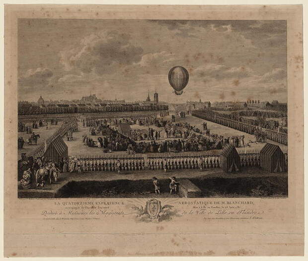 Полет Жана-Пьера Бланшара над Лиллем, 1785 год. | Фото: fr.wikipedia.org.