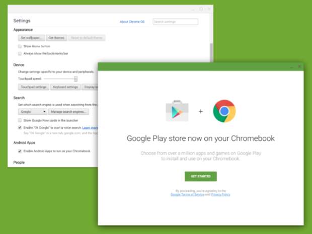 Первый запуск Google Play Store на Chrome OS