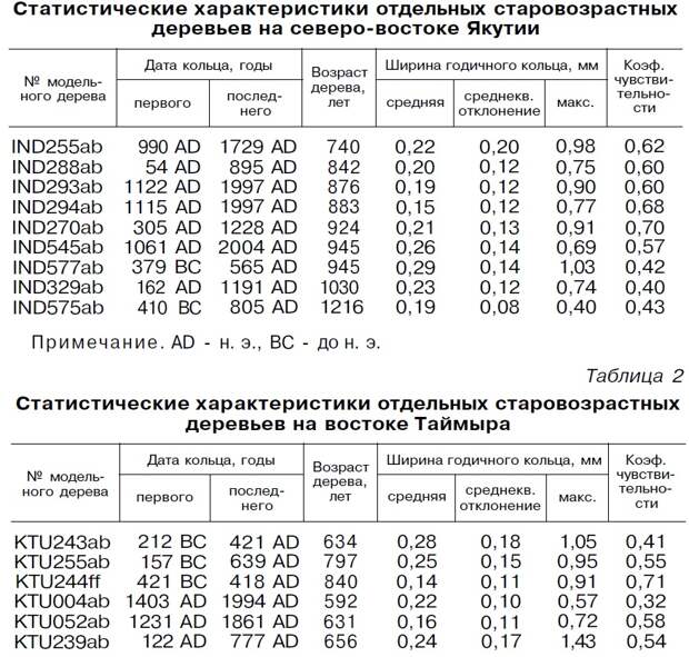 максимальный возраст деревьев в Восточной Сибири