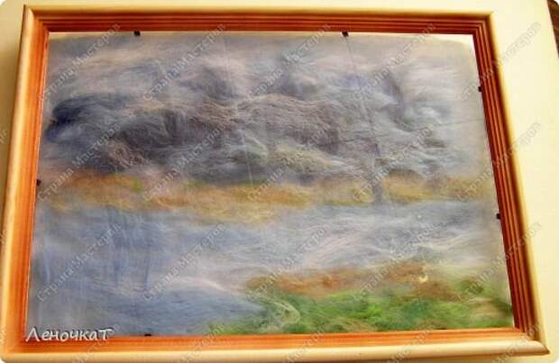 Картина панно рисунок Мастер-класс Валяние фильцевание Берёзовая роща у реки Шерсть фото 8